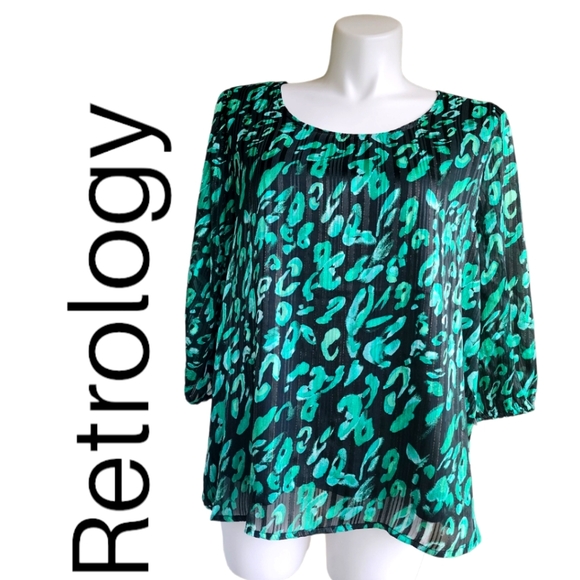 Retrology Tops - Retrology Green Black Plus Size Blouse NWT! Size 2X